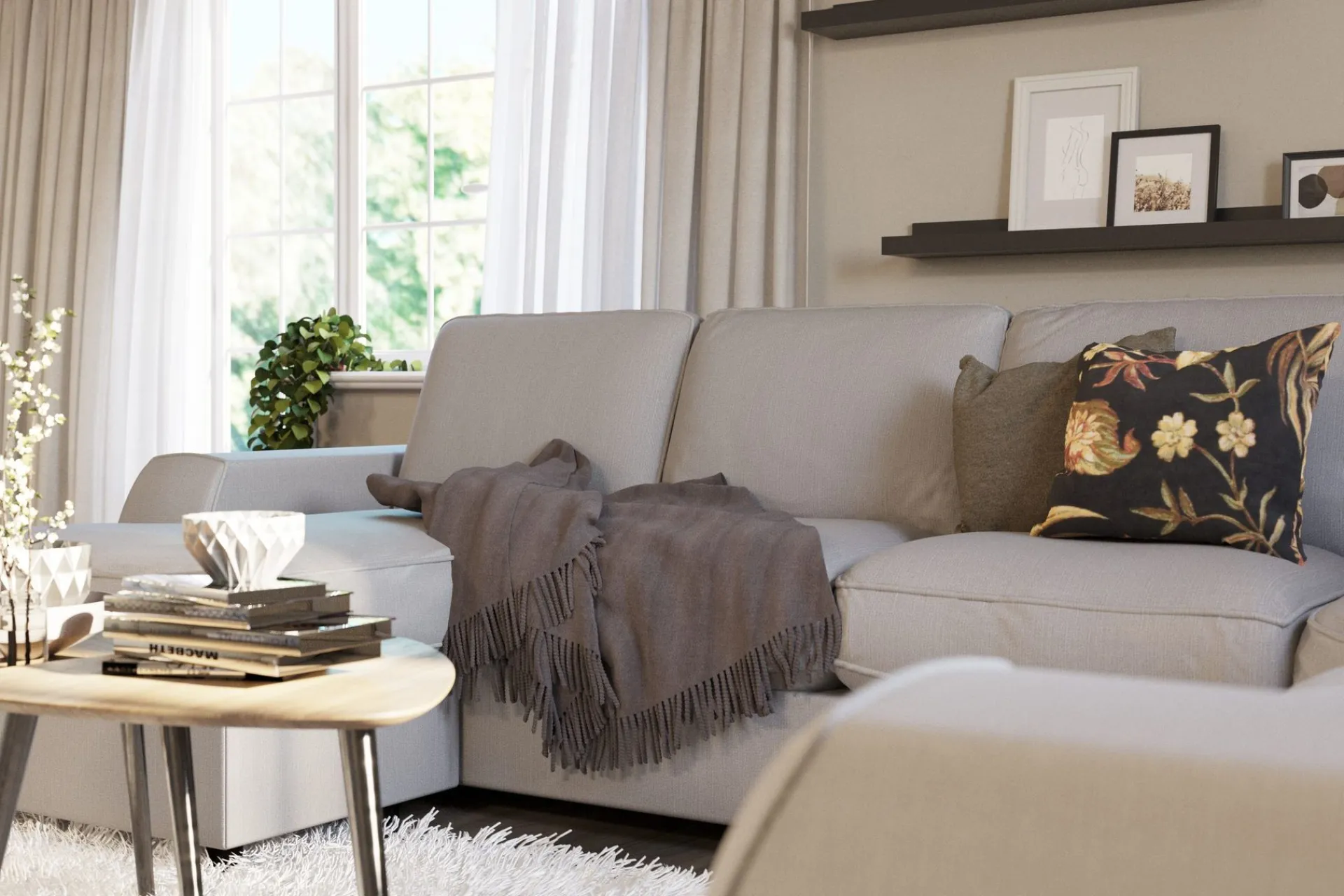 Scandinavian Choice Hjørnesofa-Optus Lyx 5-seters Høyrevendt U-formet Hjørnesofa med Divan i Stoff Grey