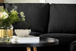 Scandinavian Choice Sofa Med Sjeselong-Optus 3-seters Vendbar L-formet Sjeselongsofa i Stoff Svart