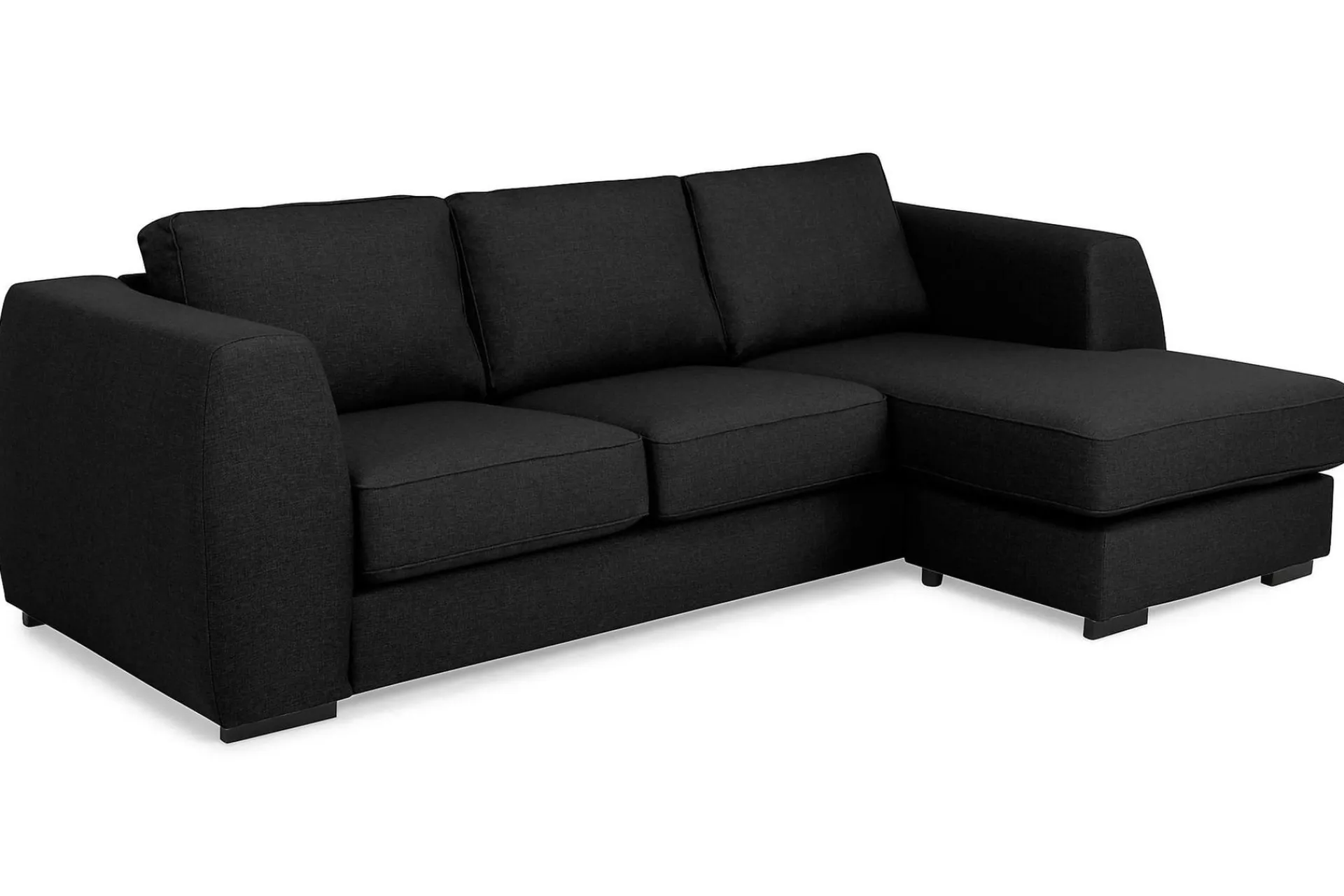 Scandinavian Choice Sofa Med Sjeselong-Optus 3-seters Vendbar L-formet Sjeselongsofa i Stoff Svart