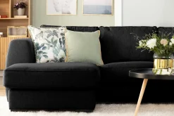 Scandinavian Choice Sofa Med Sjeselong-Optus 3-seters Vendbar L-formet Sjeselongsofa i Stoff Svart