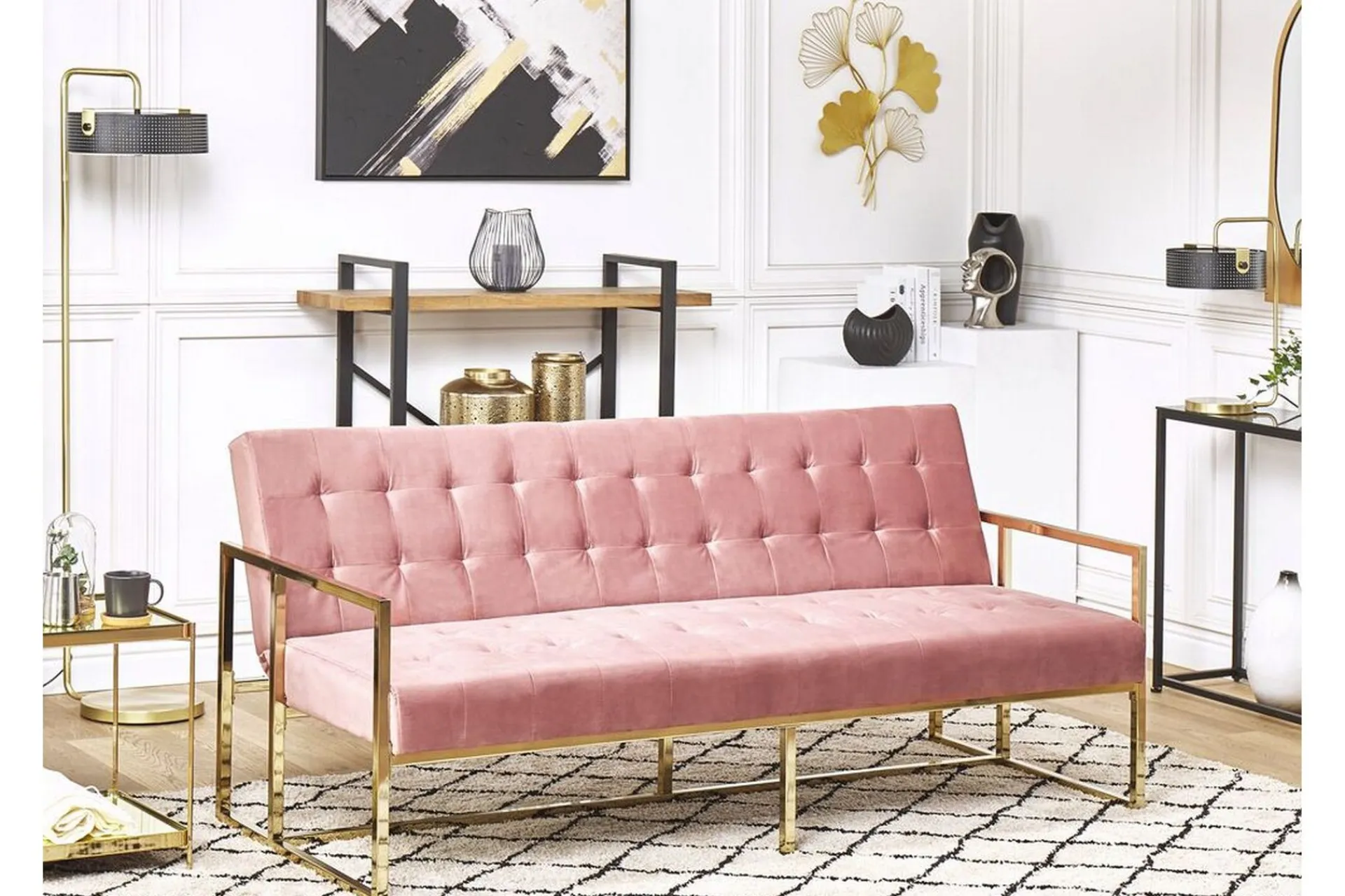 Velour Sofa & Fløyel Sofa-Ordsbo 3-seter Sovesofa Lyserød