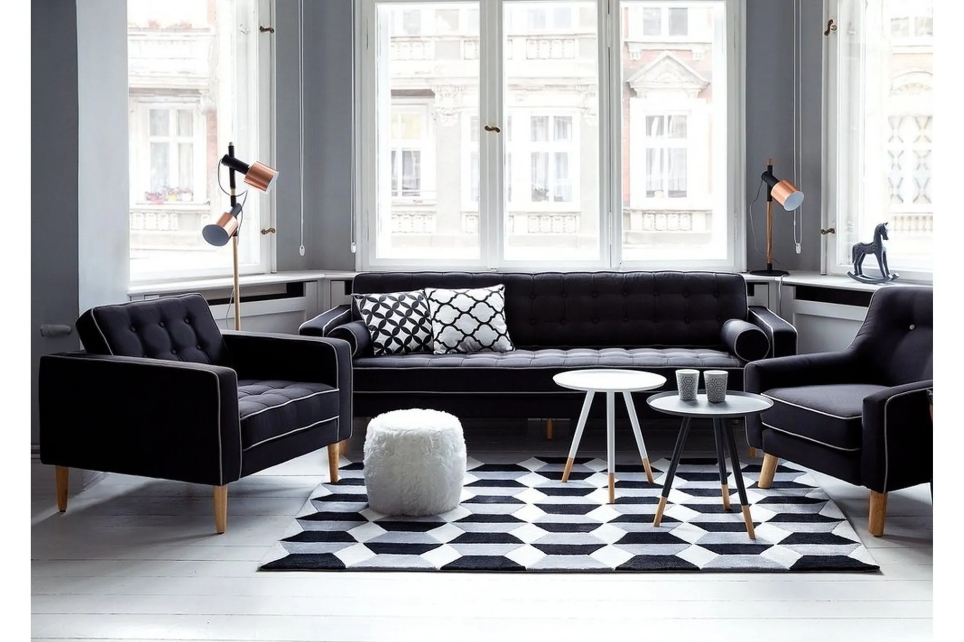 Stuelampe|Soveromslampe-Owens Gulvlampe 130 cm Svart