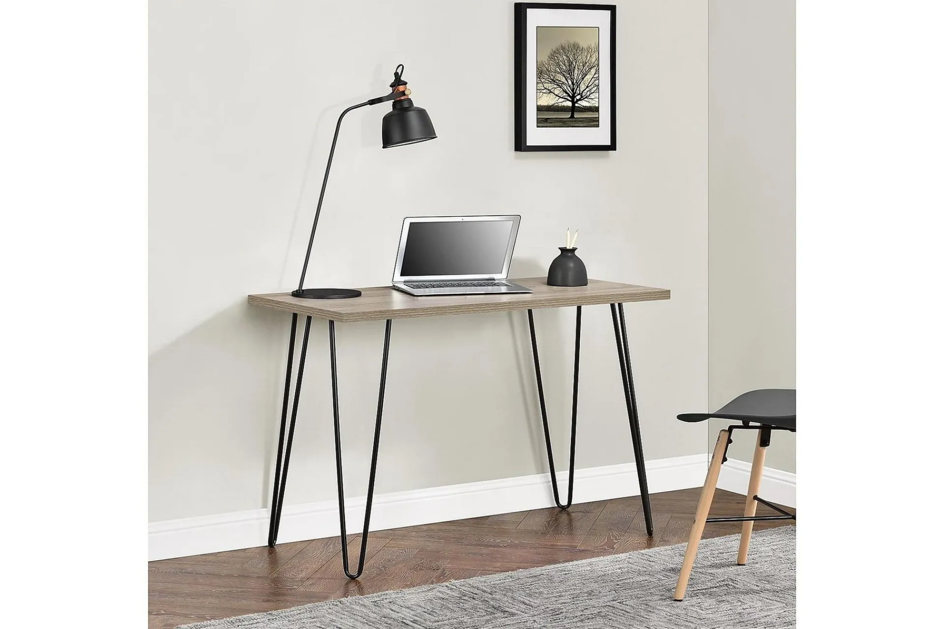 Dorel Home Kontorbord-Owen Skrivebord 102 cm Natur/Svart Rustikk eikelook