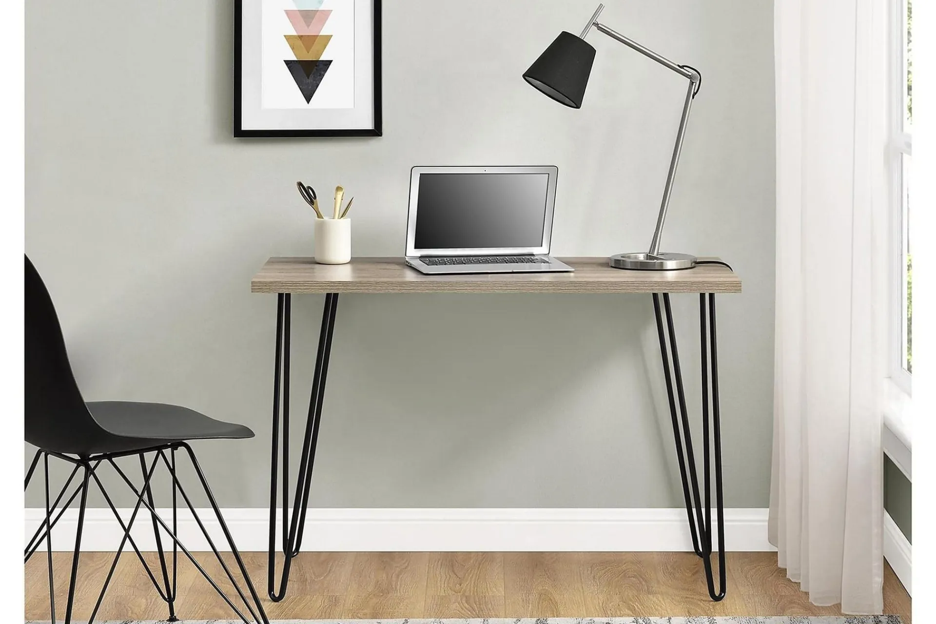 Dorel Home Kontorbord-Owen Skrivebord 102 cm Natur/Svart Rustikk eikelook