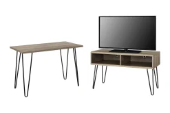 Dorel Home Kontorbord-Owen Skrivebord 102 cm Natur/Svart Rustikk eikelook