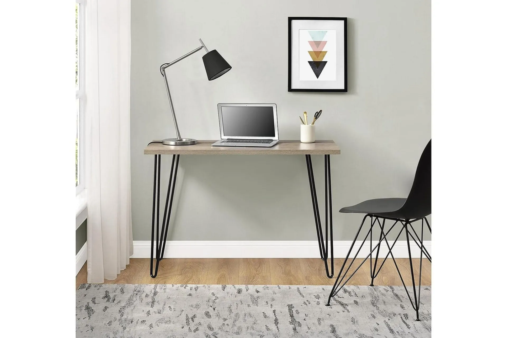 Dorel Home Kontorbord-Owen Skrivebord 102 cm Natur/Svart Rustikk eikelook