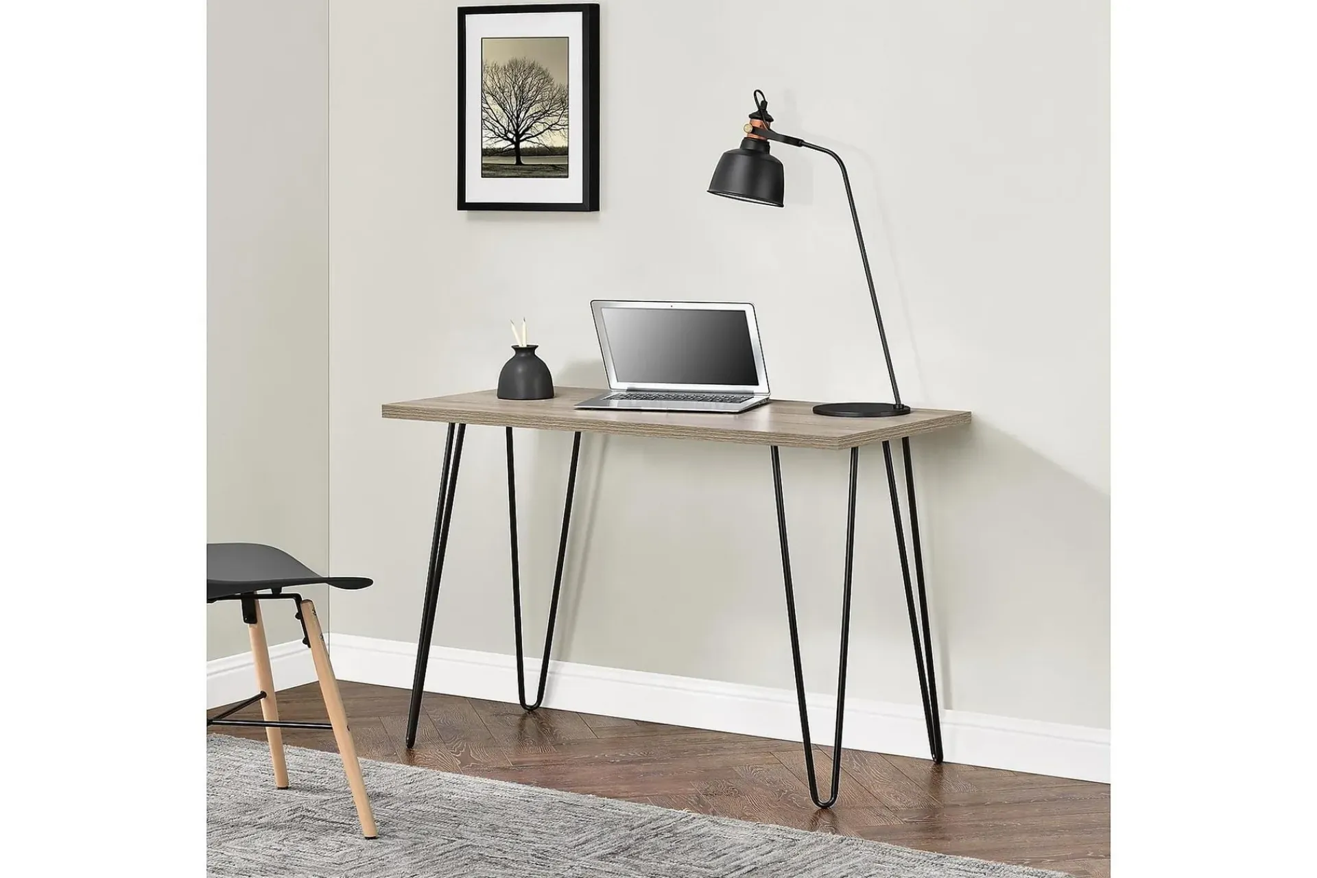 Dorel Home Kontorbord-Owen Skrivebord 102 cm Natur/Svart Rustikk eikelook