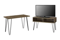 Dorel Home Kontorbord-Owen Skrivebord 102 cm Valnøttsbrun/Svart Valnöt