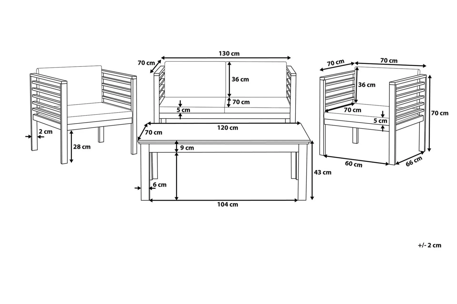 Pacific Loungegruppe 130 cm