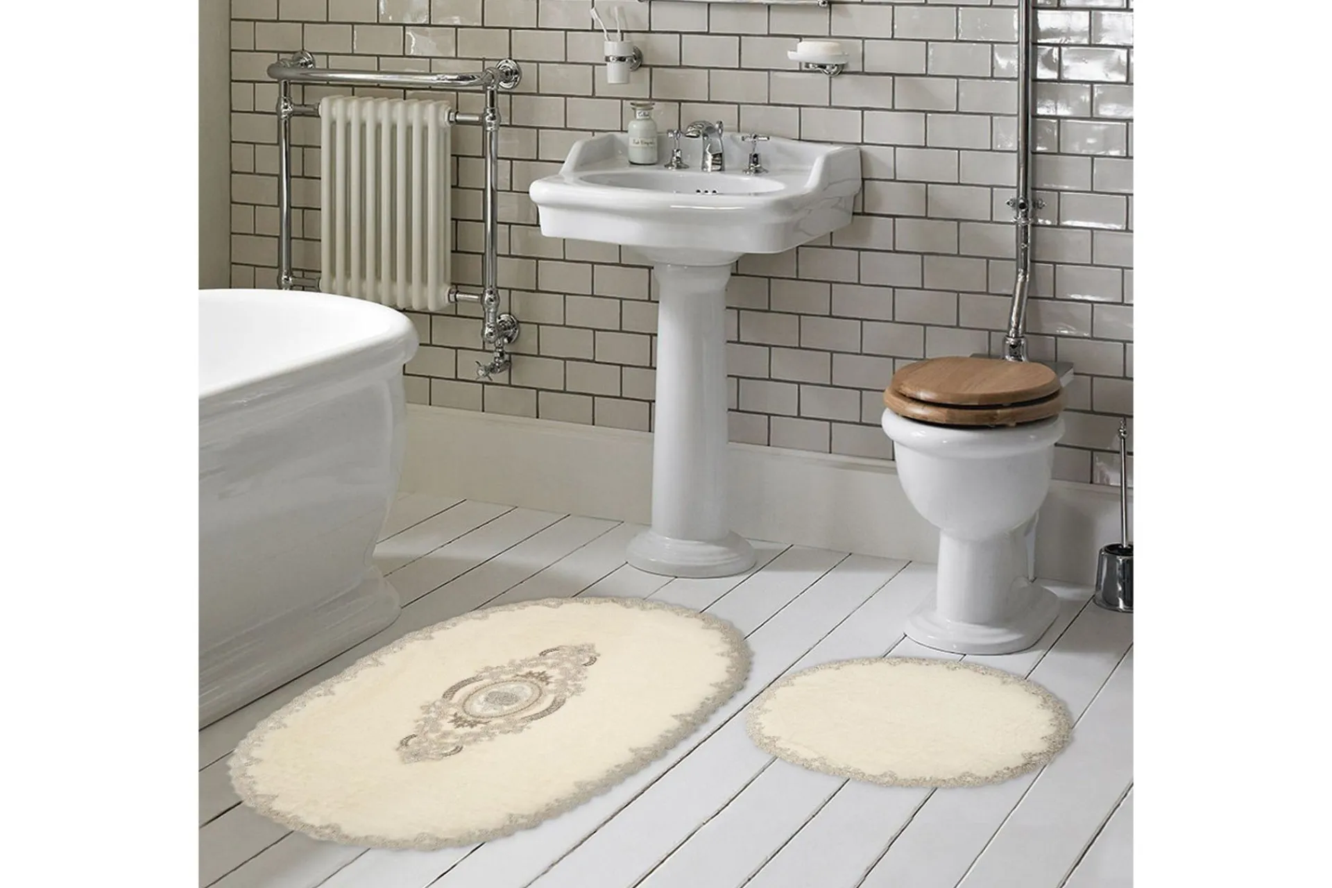 Baderomsmatte|Baderomsmatte-Pakhali Baderomsmatte 65x115 cm Rektangulær Krem
