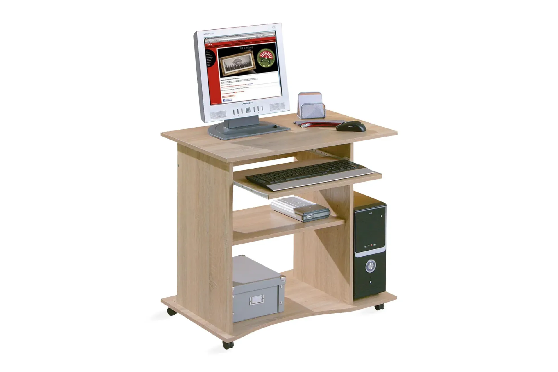 Scandinavian Choice Kontorbord-Palatia Databord 80 cm med Oppbevaring Hyller på Hjul Brun