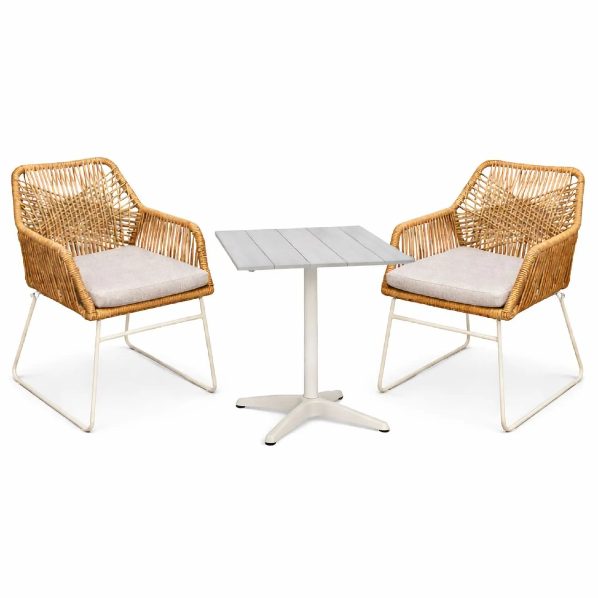 Balkonggrupper|Balkongmøbler-Palermo Bistrosett med Seville lenestoler Grå/Beige/Sand