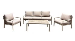 Veranda & Terrasse|Loungemøbler Salg-Palermo Hagemøbelgruppe Sofagruppe: 3-seter sofa, 2 lenestoler, sofabord Beige