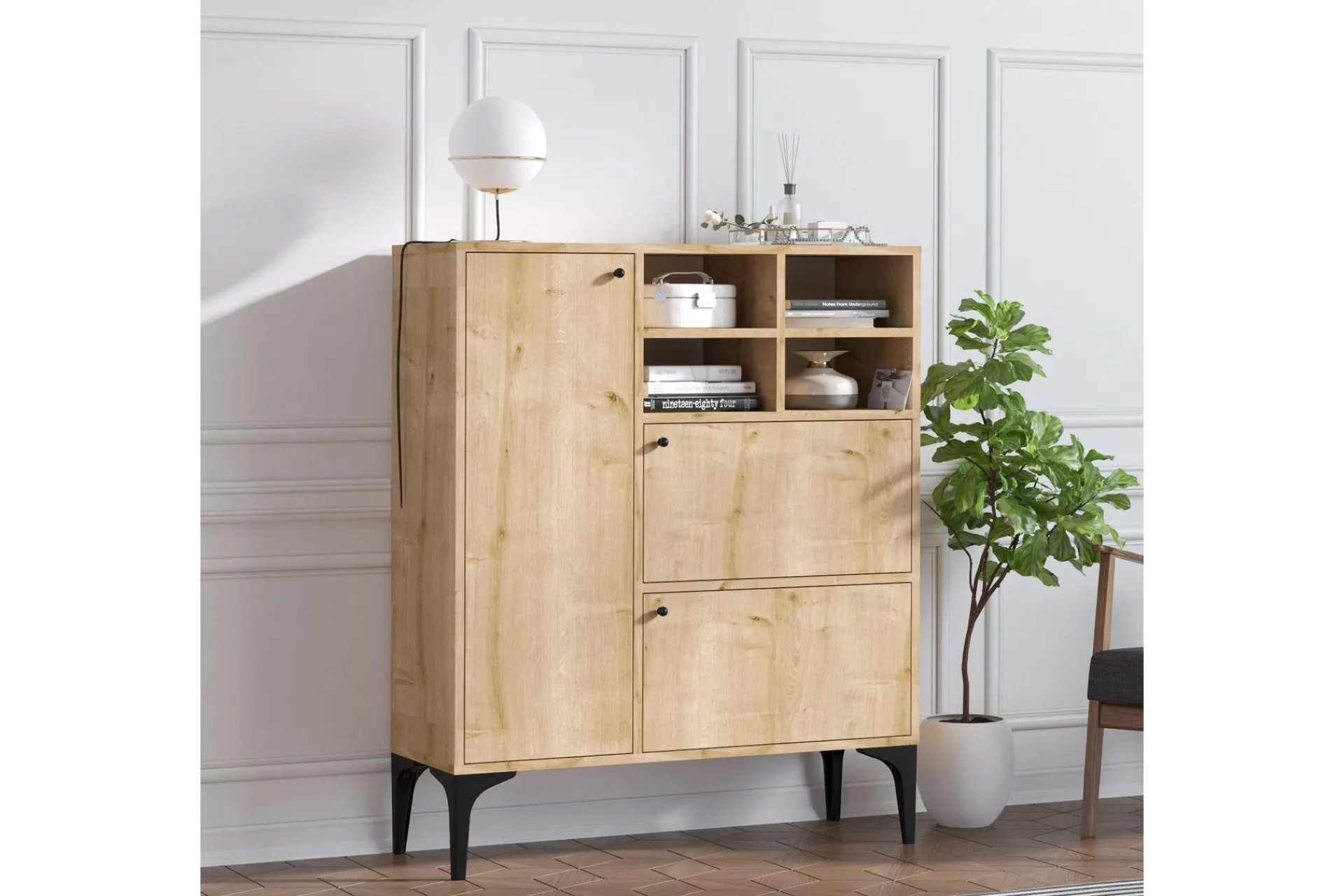 Gangbord|Avlastningsbord-Palfrey Sidebord 100 cm Blå,Tre/Natur