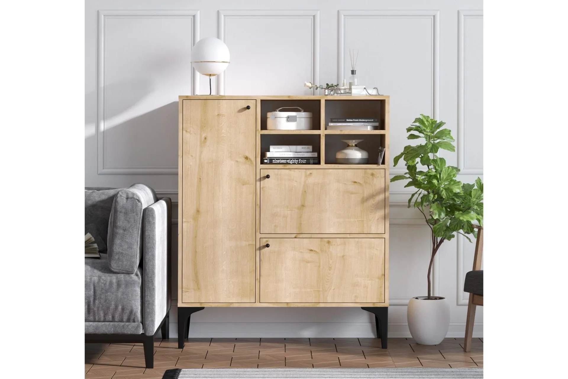 Gangbord|Avlastningsbord-Palfrey Sidebord 100 cm Blå,Tre/Natur