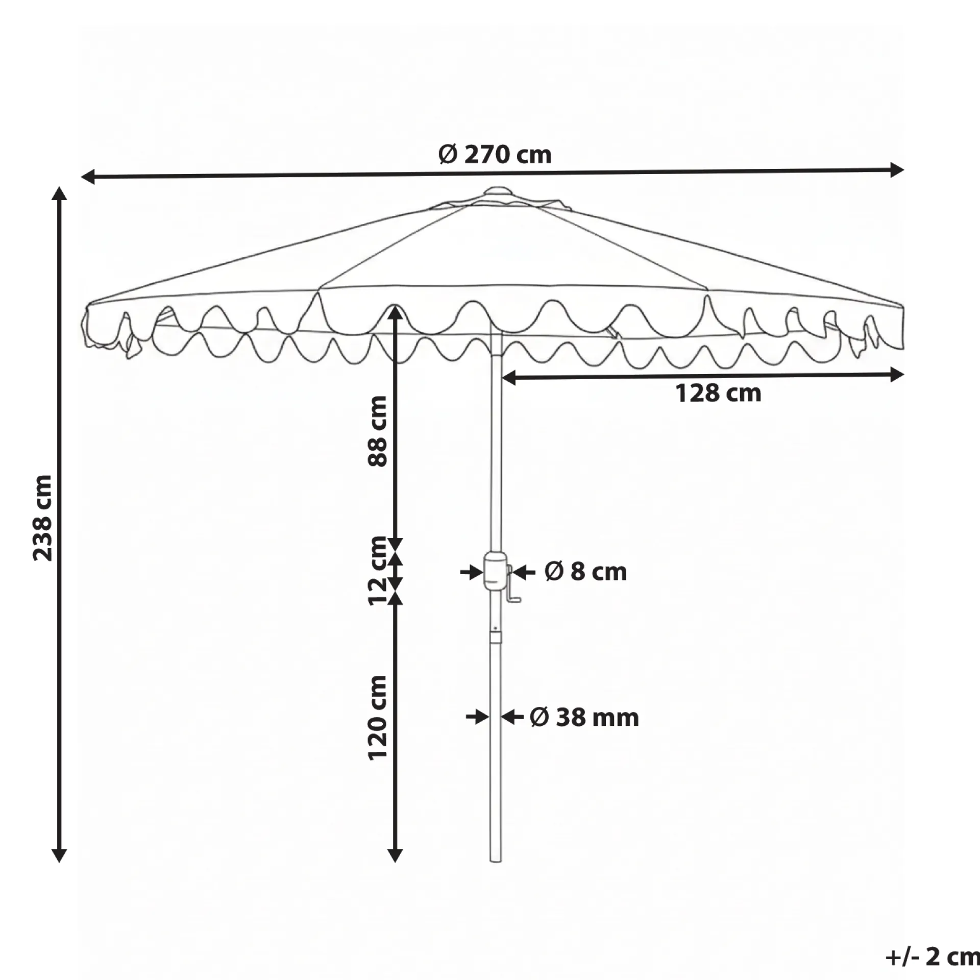 Parasoll utendørs 270 cm Isolotto