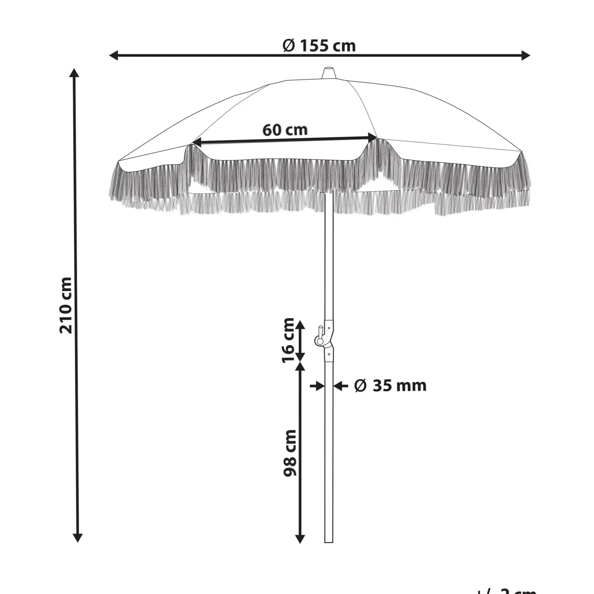 Parasoller-Parasoll utendørs 155 cm Mondello hvit/svart