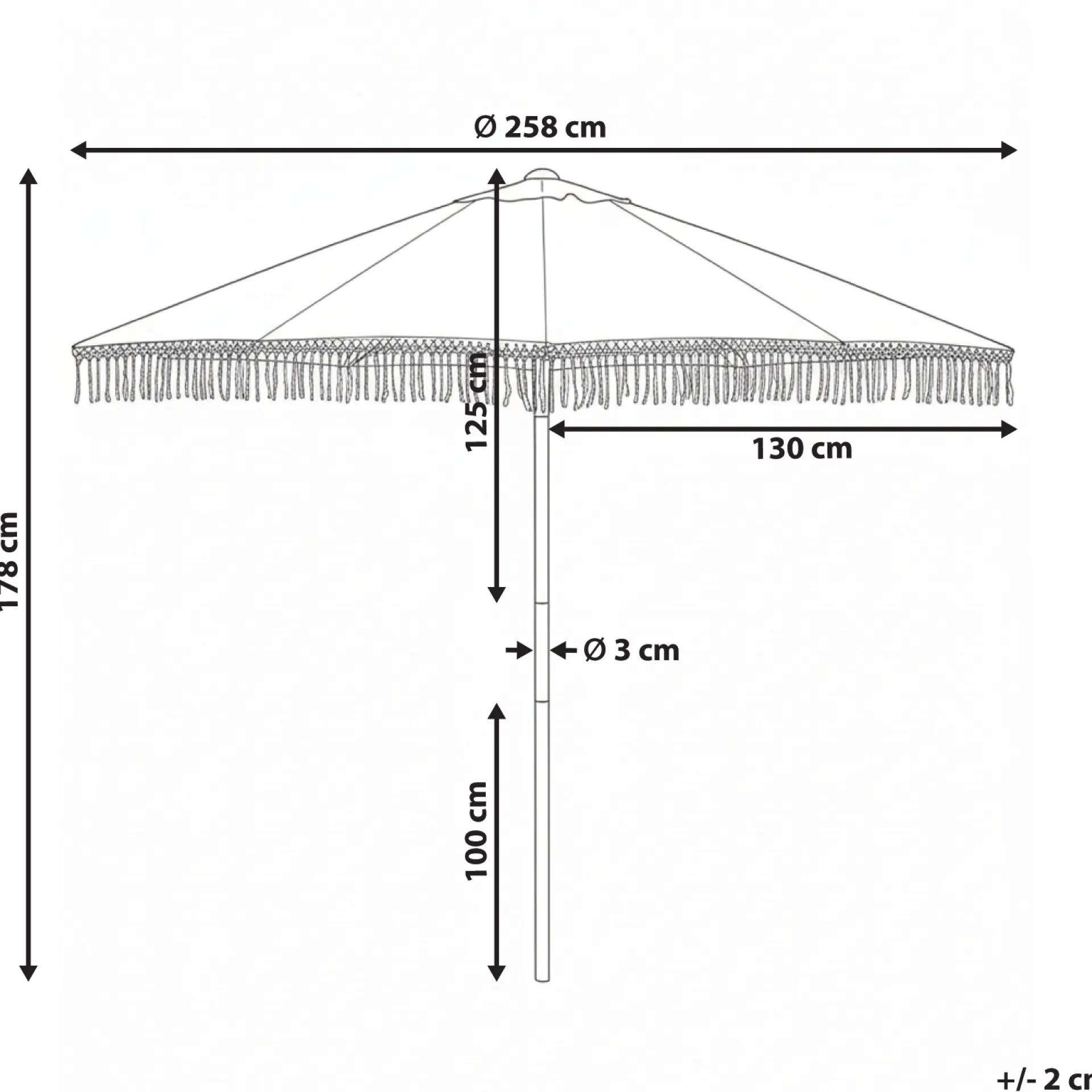 Parasoll utendørs 258 cm Murasa