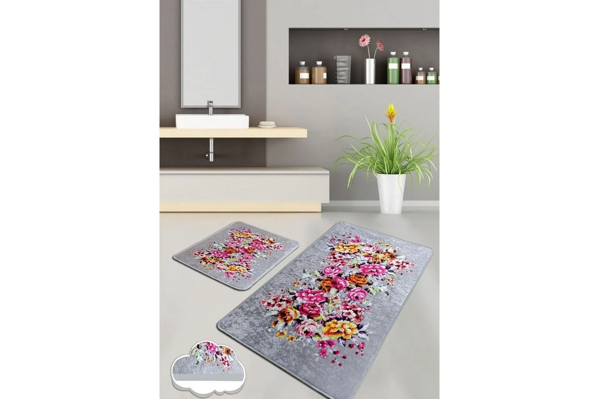 Pariksha Baderomsmatte 60x100 cm Rund
