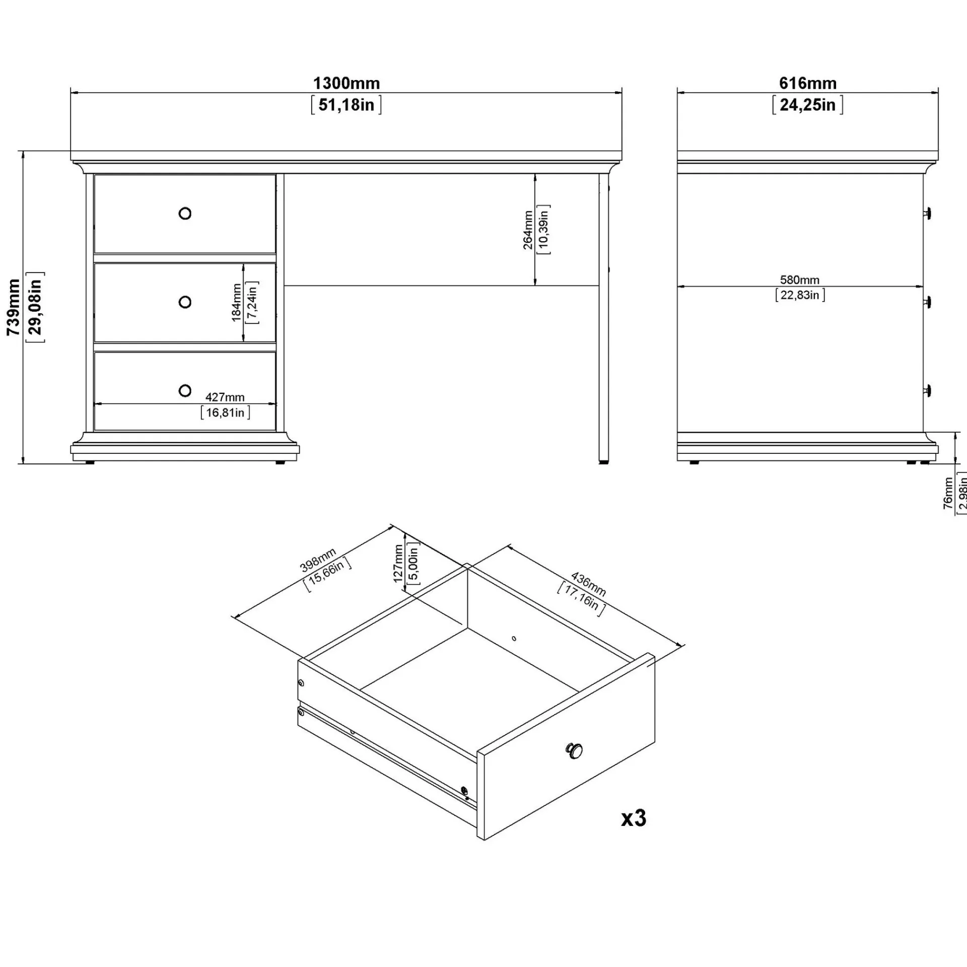 Tvilum Paris Skrivebord 130x62x74 cm