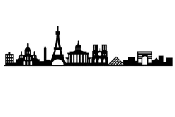 Skilt-Paris Skyline Veggdekor Svart