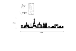 Skilt-Paris Skyline Veggdekor Svart