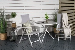 Venture Home Cafesett|Balkonggrupper-Parma Cafésett Rundt Ø90 cm + 2 Break Posisjonsstoler Hvit/Grå