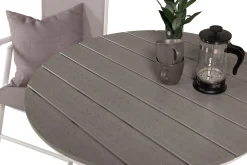 Venture Home Cafesett|Balkonggrupper-Parma Cafésett Rundt Ø90 cm + 2 Break Posisjonsstoler Hvit/Grå