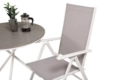 Venture Home Cafesett|Balkonggrupper-Parma Cafésett Rundt Ø90 cm + 2 Break Posisjonsstoler Hvit/Grå