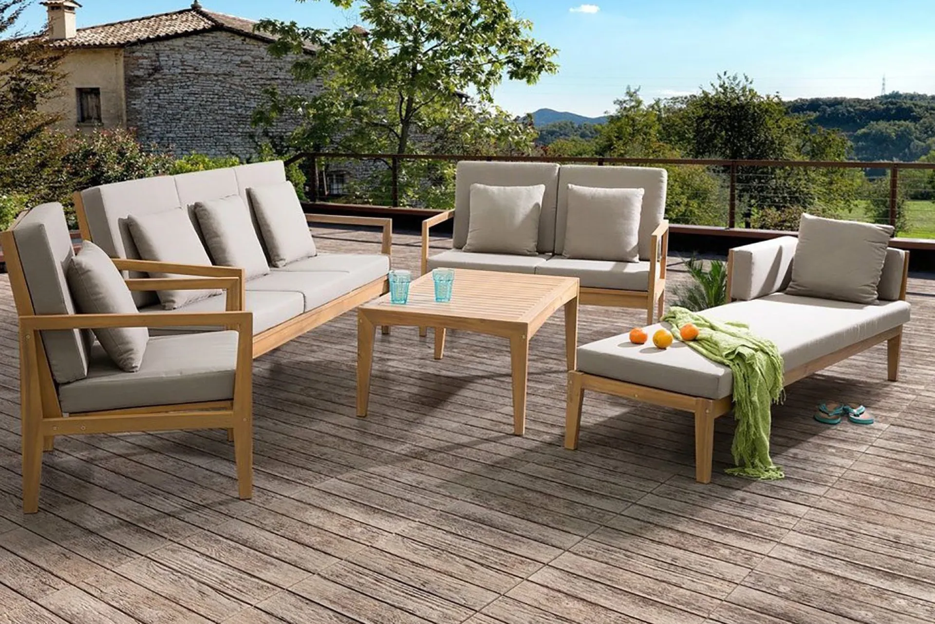 Veranda & Terrasse|Loungesett-Pataja Loungegruppe 197 cm Grey