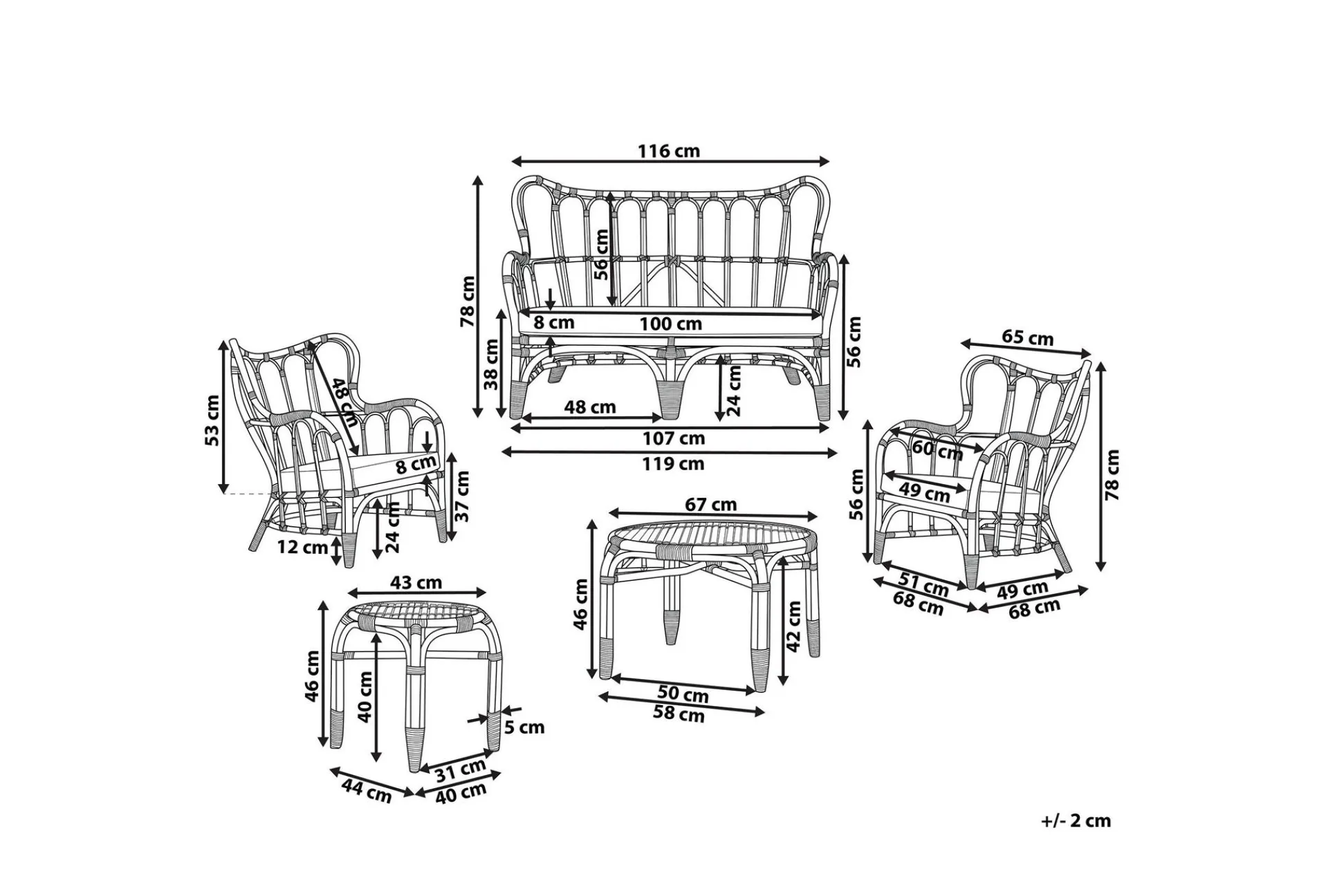 Veranda & Terrasse|Loungesett-Pedagne Lounge gruppe 4-seter Beige