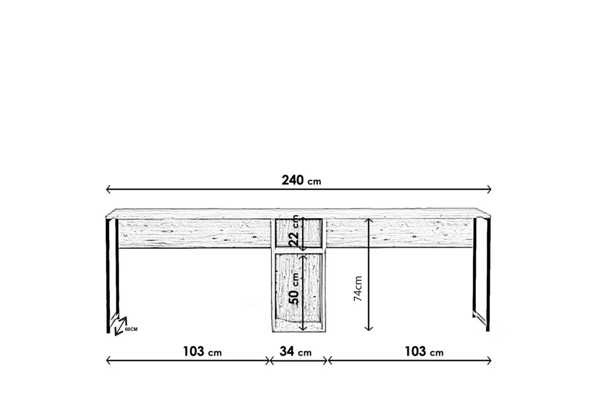Pellafol Skrivebord 140 cm med Oppbevaringshyller