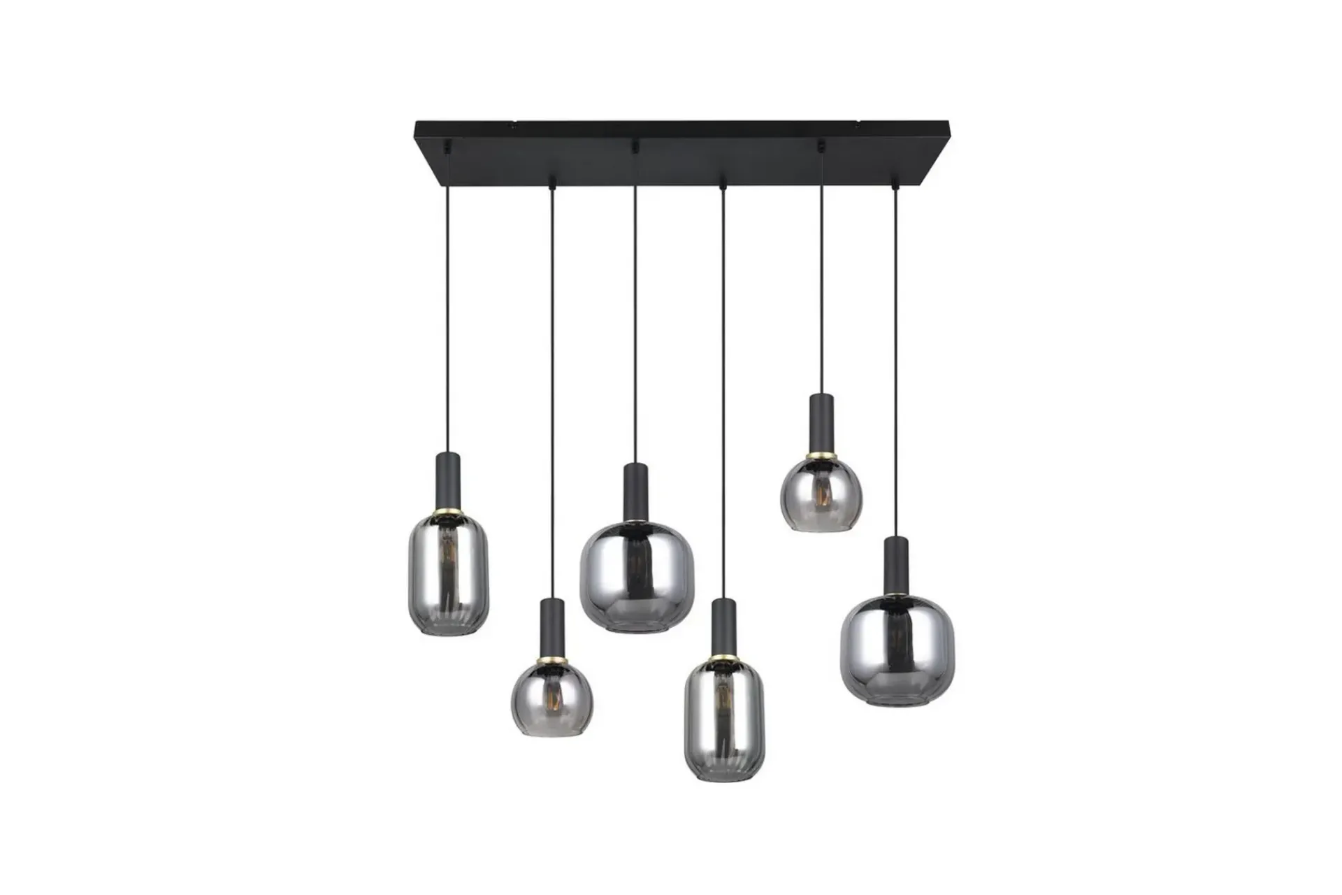 Trio Lighting Pendel TRIO Diva 6-deler, Matt svart/krom