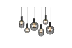 Trio Lighting Pendel TRIO Diva 6-deler, Matt svart/krom
