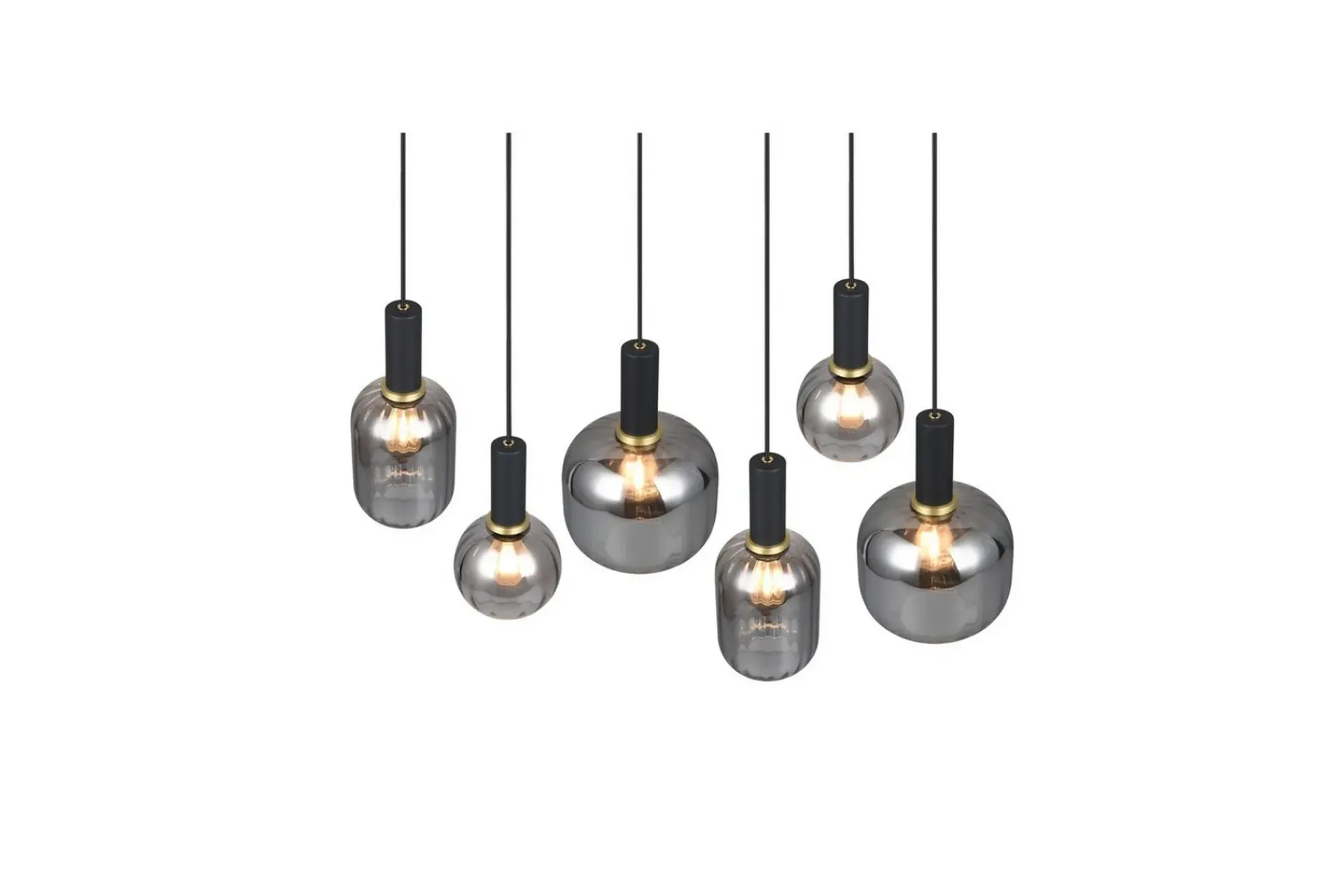 Trio Lighting Pendel TRIO Diva 6-deler, Matt svart/krom