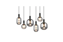Trio Lighting Pendel TRIO Diva 6-deler, Matt svart/krom