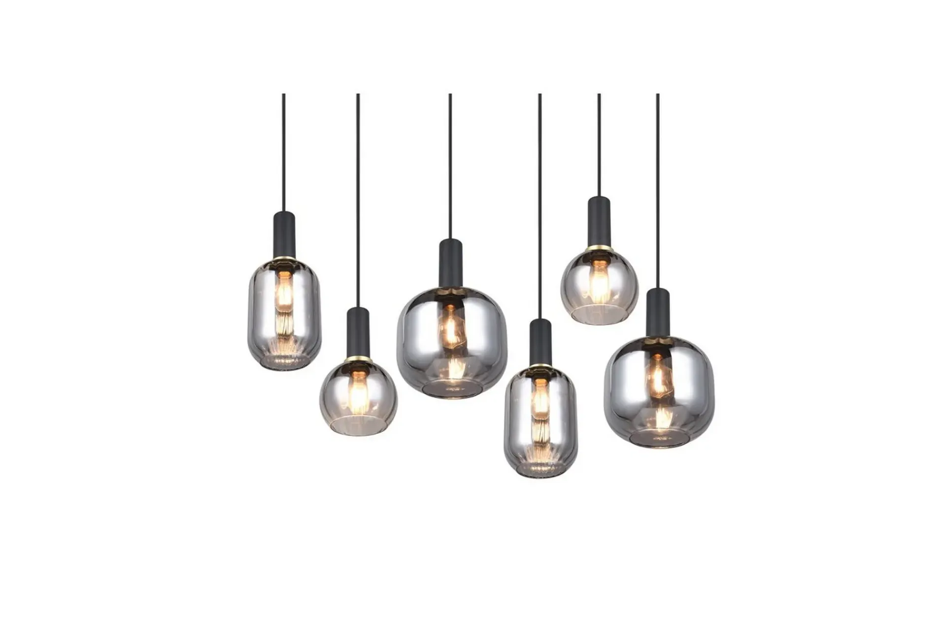 Trio Lighting Pendel TRIO Diva 6-deler, Matt svart/krom