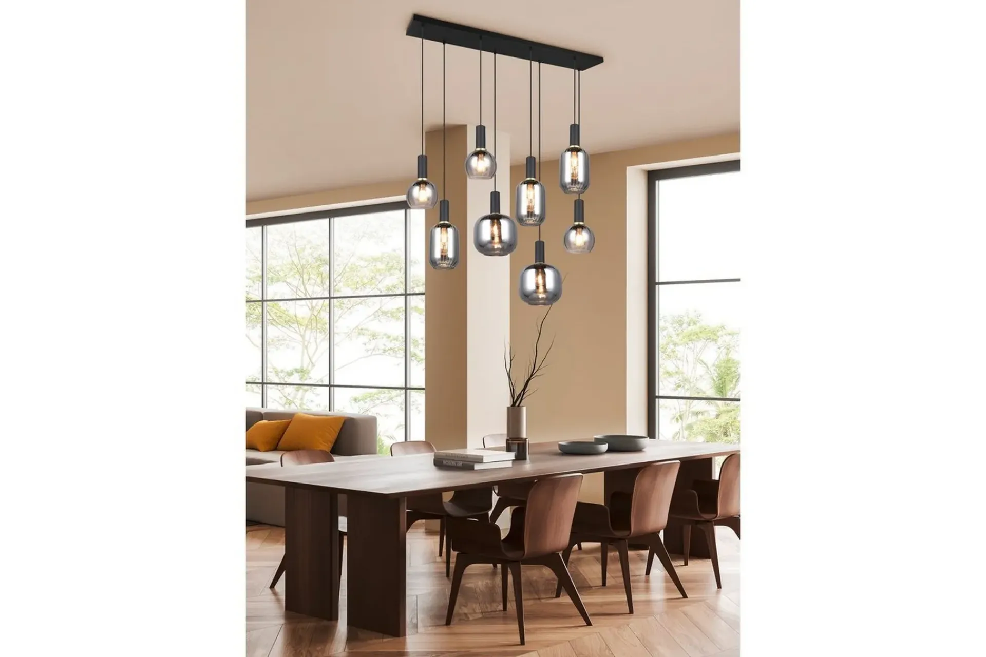 Trio Lighting Pendel TRIO Diva 6-deler, Matt svart/krom