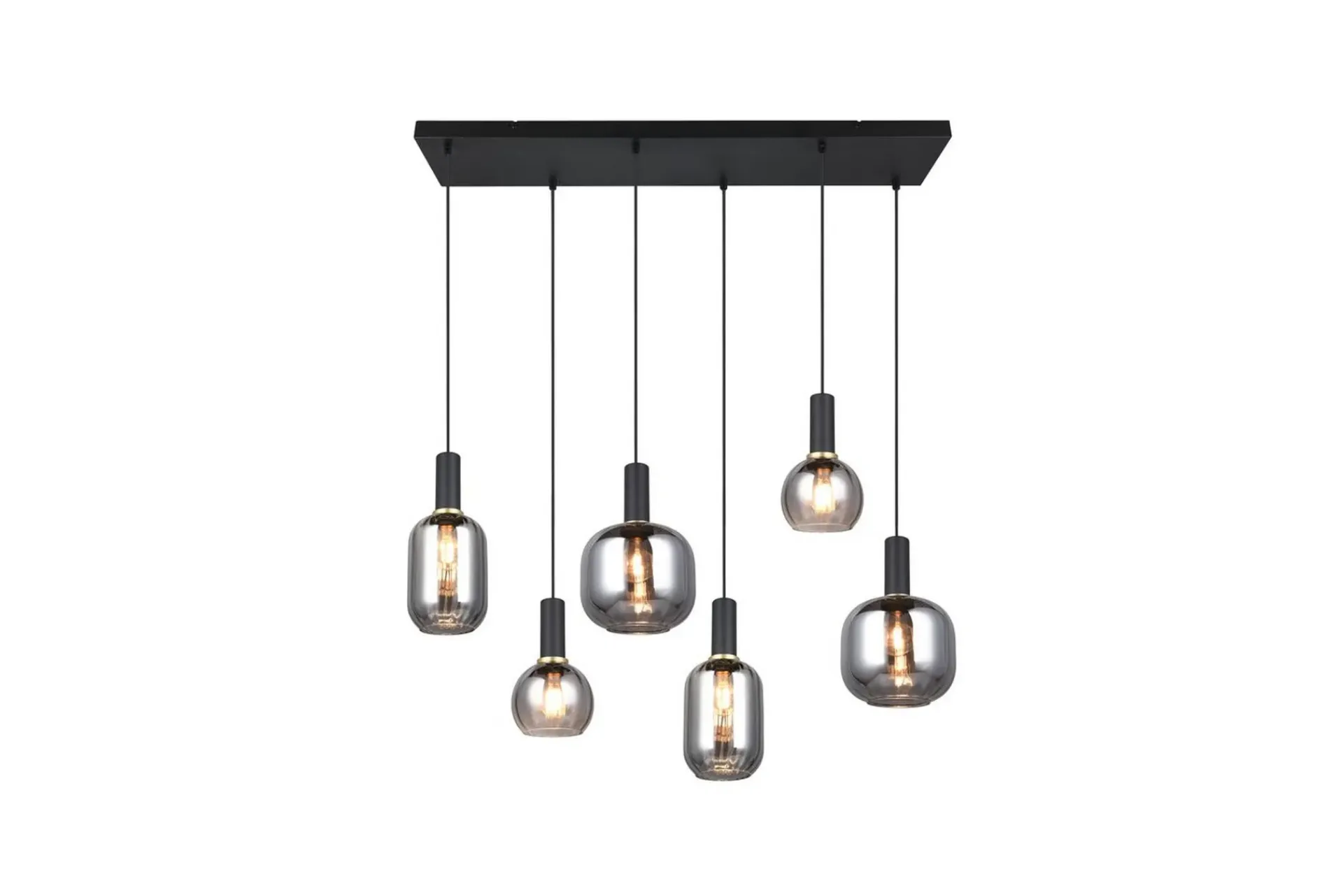 Trio Lighting Pendel TRIO Diva 6-deler, Matt svart/krom