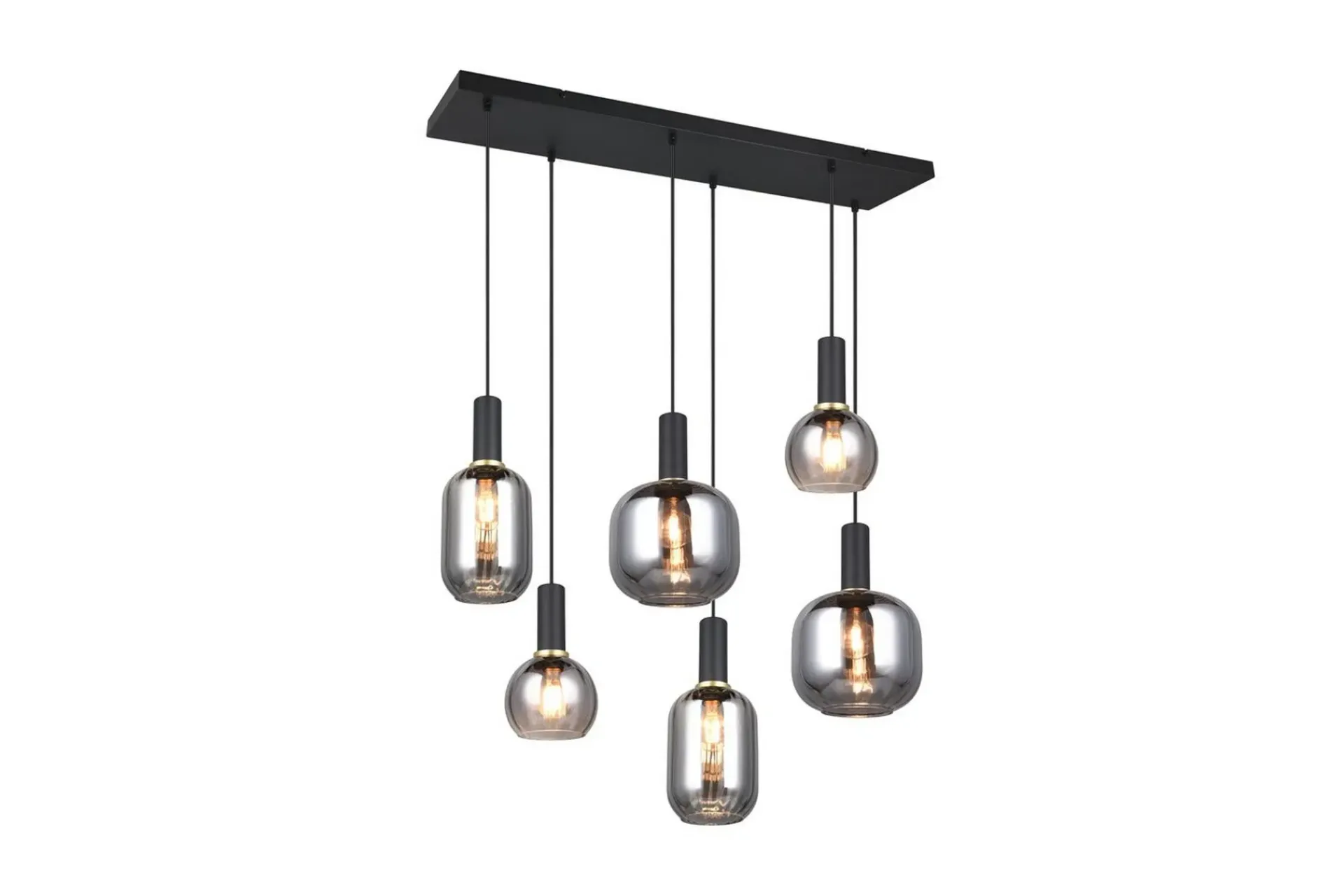 Trio Lighting Pendel TRIO Diva 6-deler, Matt svart/krom