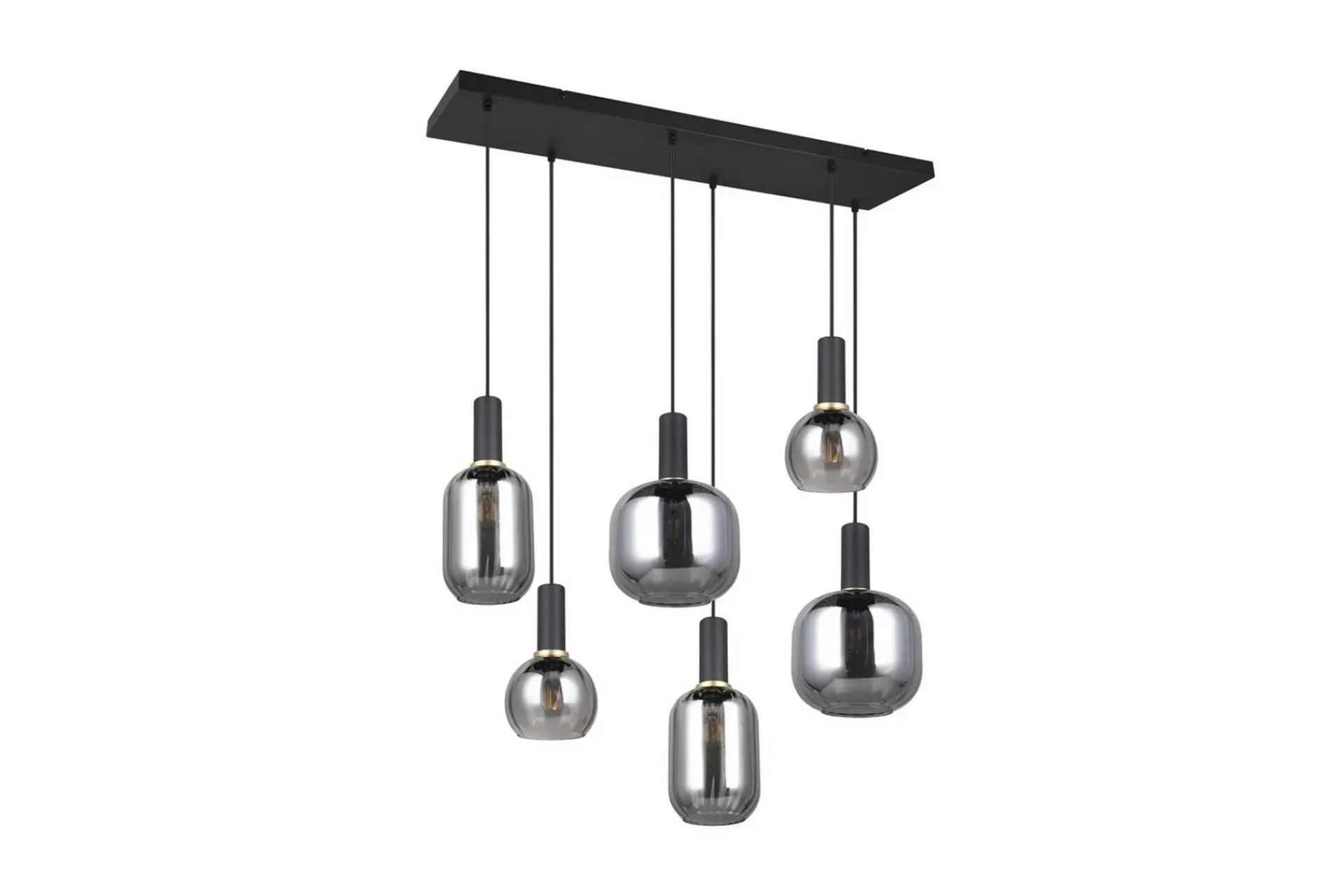 Trio Lighting Pendel TRIO Diva 6-deler, Matt svart/krom