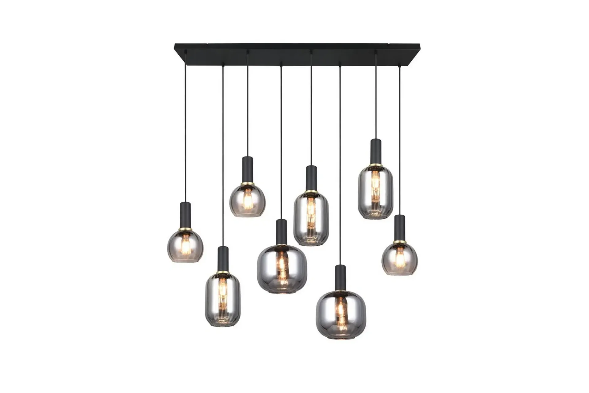 Trio Lighting Pendel TRIO Diva 8-delt, Matt svart/krom