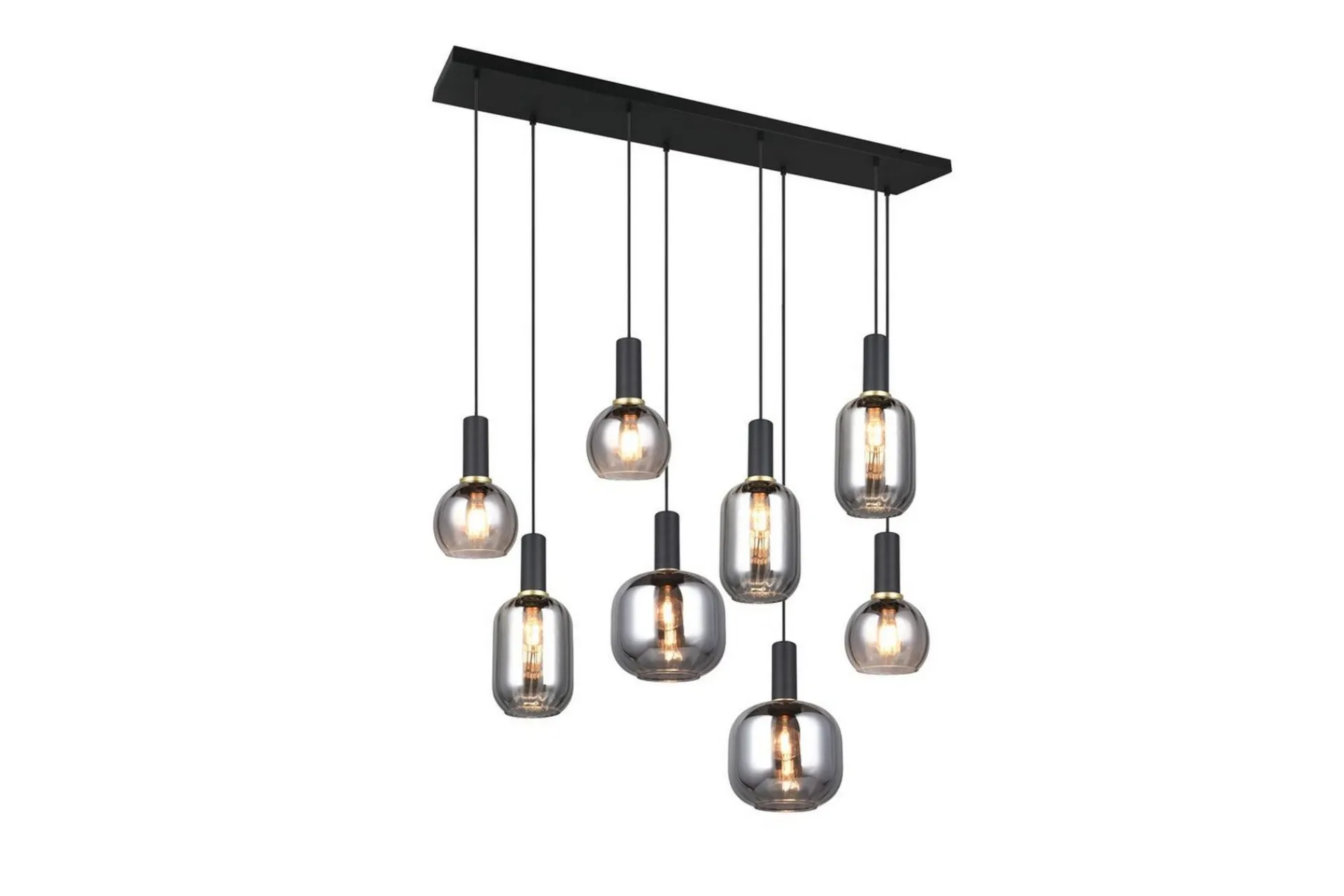 Trio Lighting Pendel TRIO Diva 8-delt, Matt svart/krom