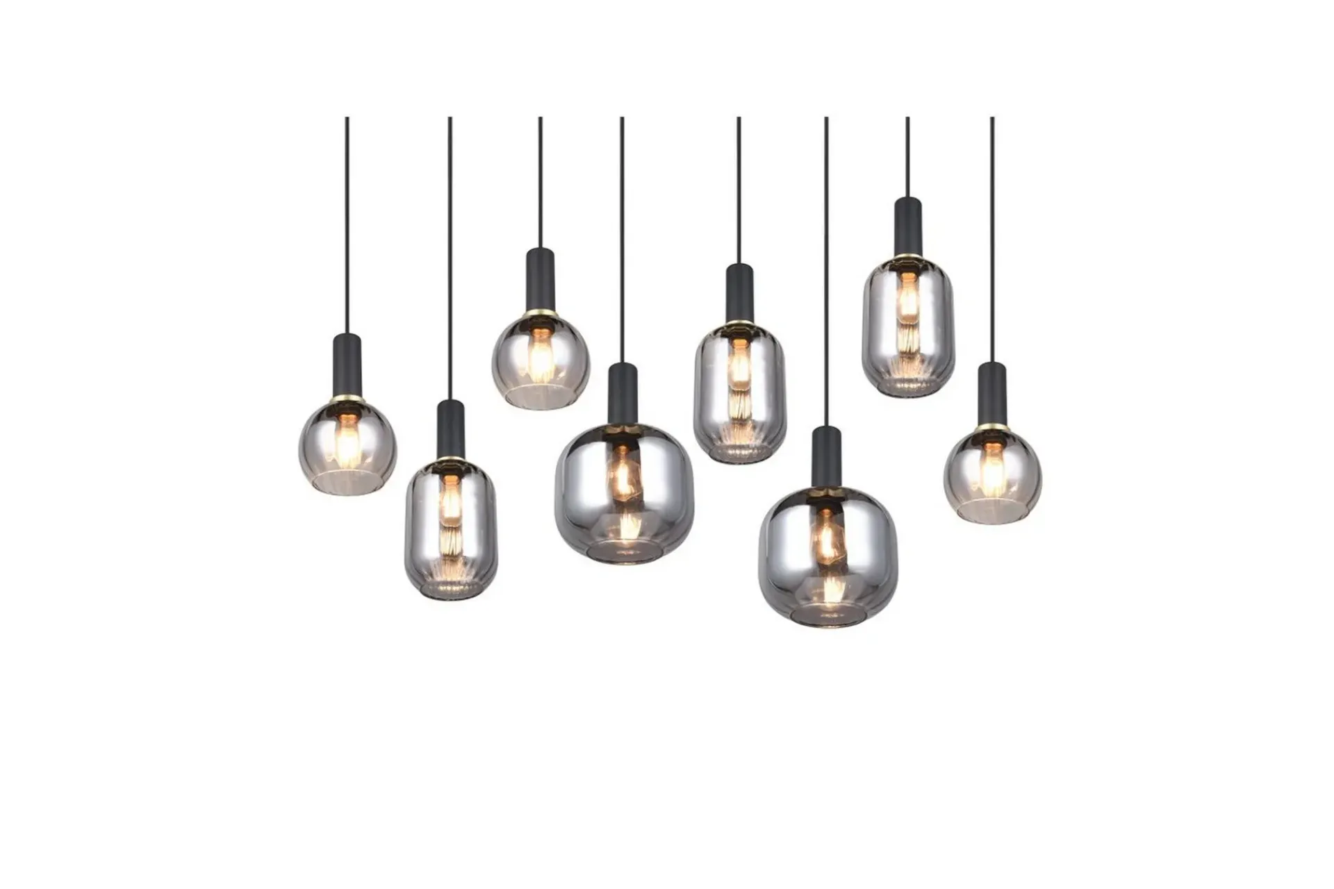 Trio Lighting Pendel TRIO Diva 8-delt, Matt svart/krom