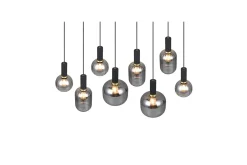 Trio Lighting Pendel TRIO Diva 8-delt, Matt svart/krom