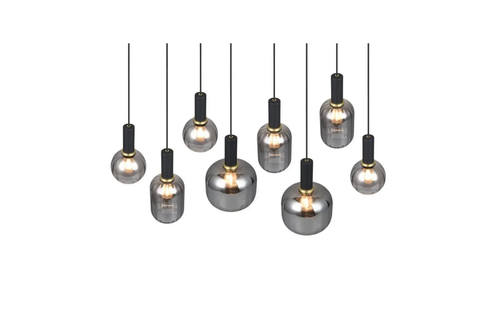 Trio Lighting Pendel TRIO Diva 8-delt, Matt svart/krom