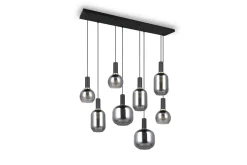Trio Lighting Pendel TRIO Diva 8-delt, Matt svart/krom