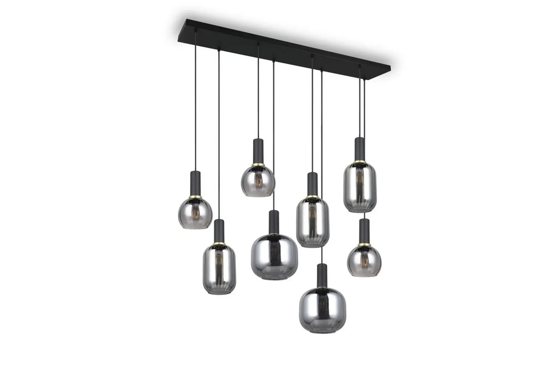 Trio Lighting Pendel TRIO Diva 8-delt, Matt svart/krom