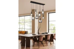 Trio Lighting Pendel TRIO Diva 8-delt, Matt svart/krom