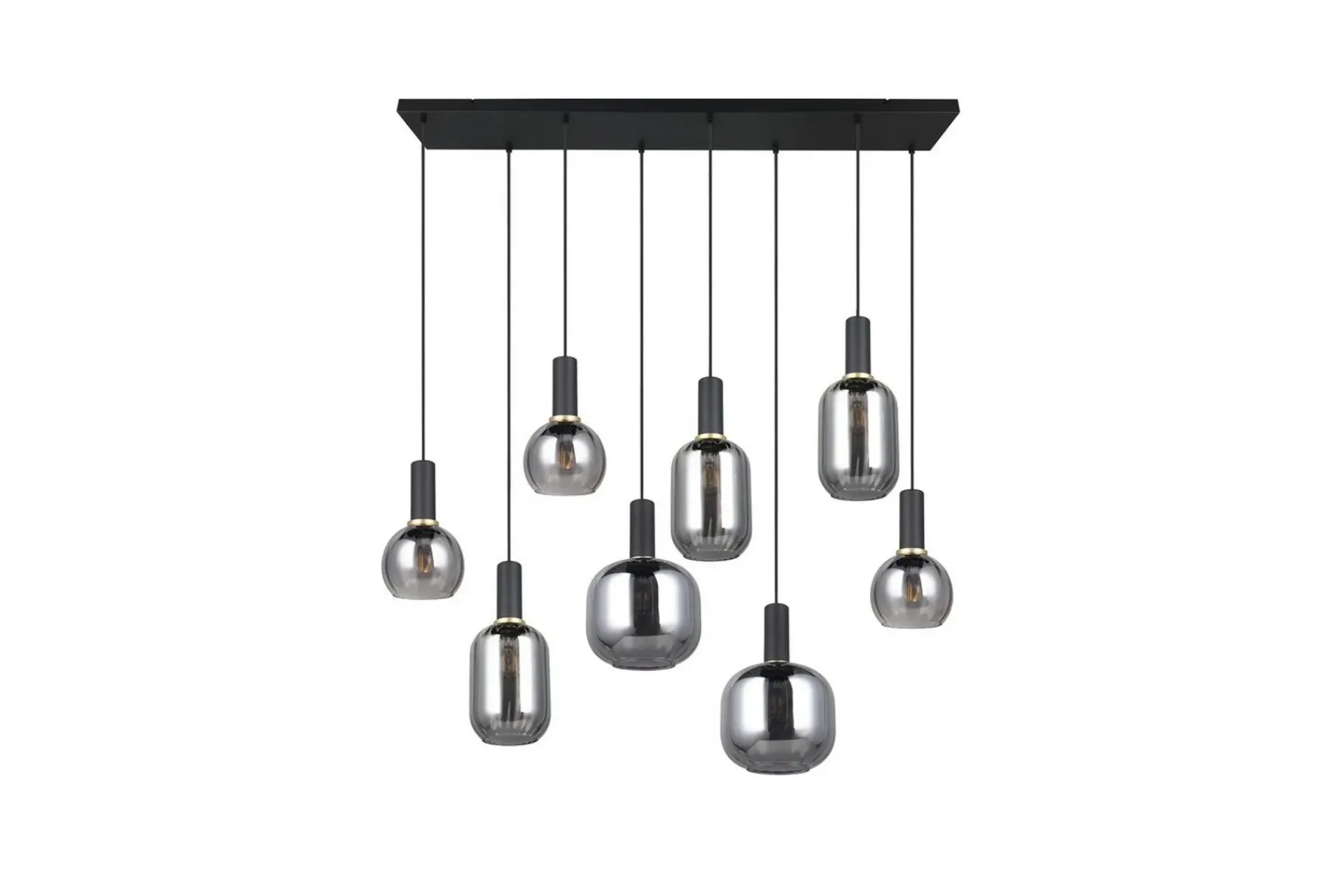 Trio Lighting Pendel TRIO Diva 8-delt, Matt svart/krom
